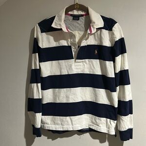 Ralph Lauren sport, navy blue and cream, striped rugby